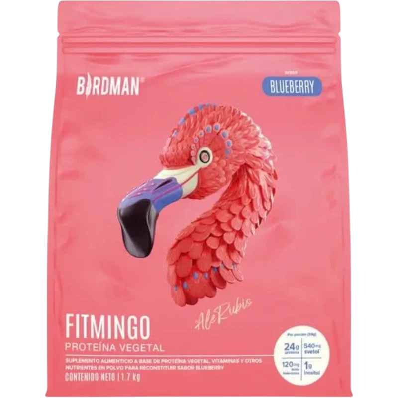 BIRDMAN Suplementos Birdman, Fitmingo Proteína Vegetal 1.7 kg Sabor Mora Azul (50 porciones)