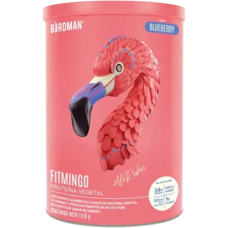 BIRDMAN Suplementos Birdman, Fitmingo Proteína Vegetal 510 g Sabor Mora Azul (15 porciones)