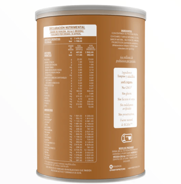 HABITS Suplementos Habits, Proteína Probiótica 488 g 16 Porciones (Cacao)