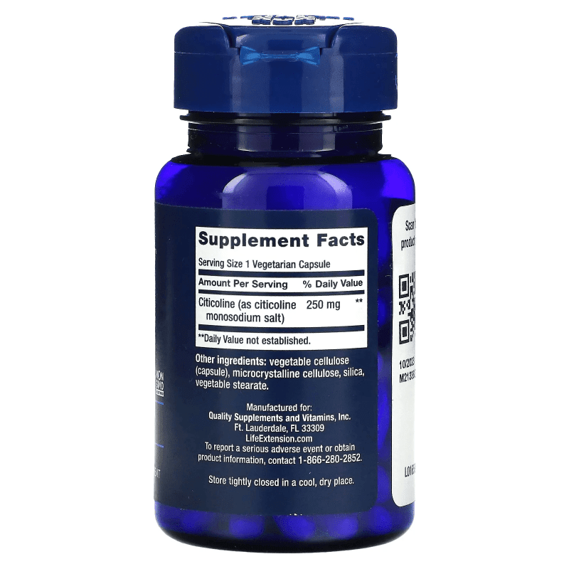 LIFE EXTENSION Suplementos Life Extension, Citicolina CDP-Colina para Función del Cerebro (60 cápsulas)
