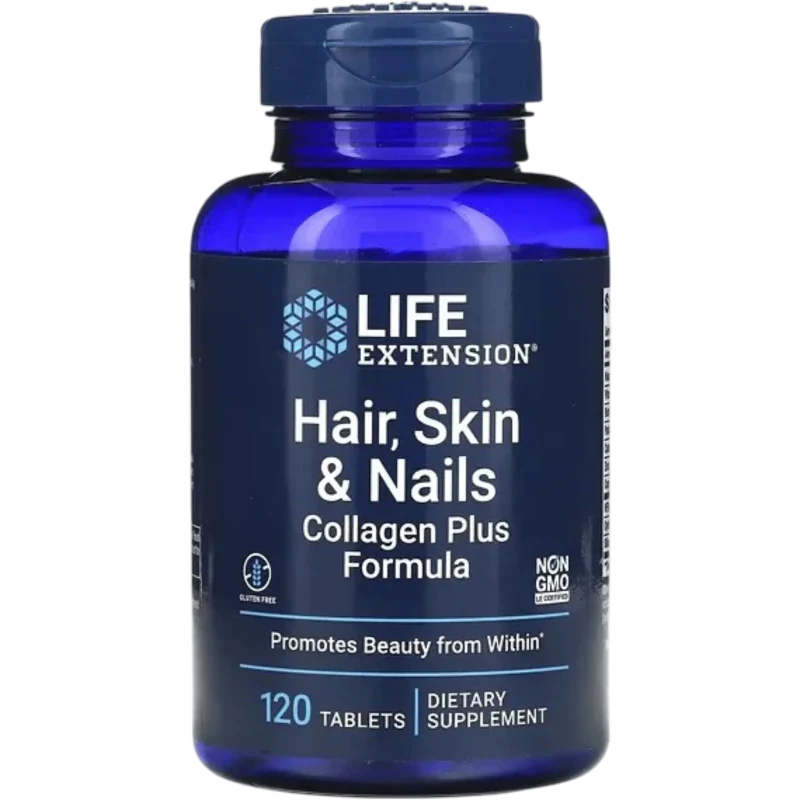 LIFE EXTENSION Cabello y Uñas Life Extension, Colágeno Plus para Cabello, Piel y Uñas (120 tabletas)