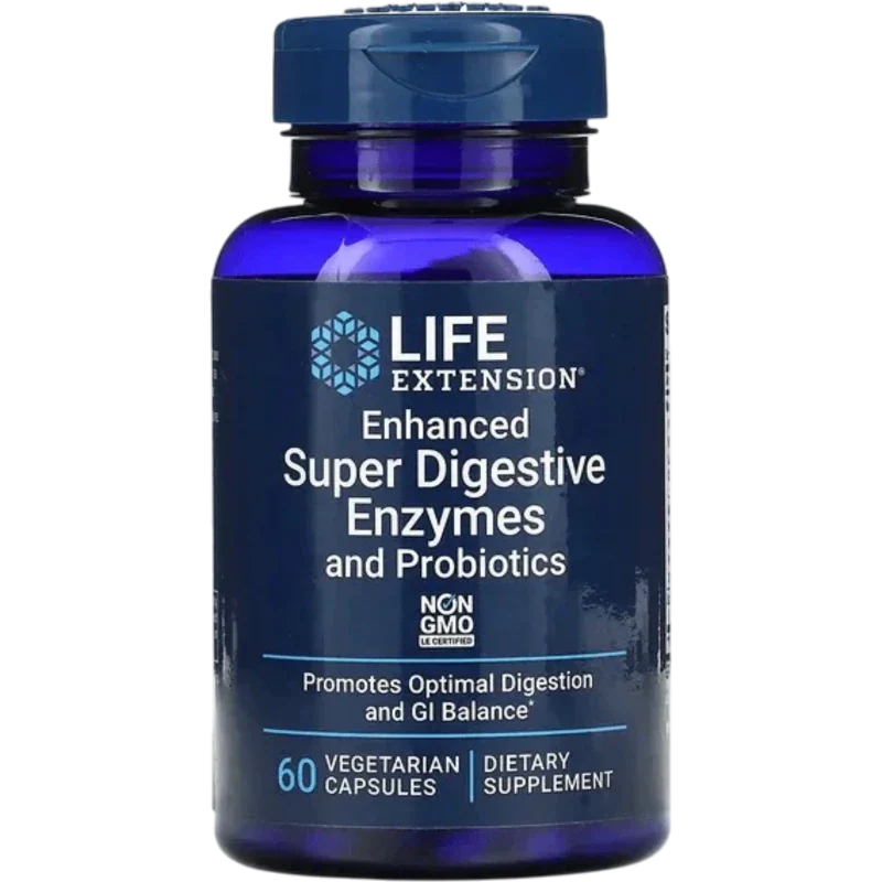LIFE EXTENSION Probiótico Life Extension, Enzimas Súper Digestivas Mejoradas y Probióticos (60 cápsulas)