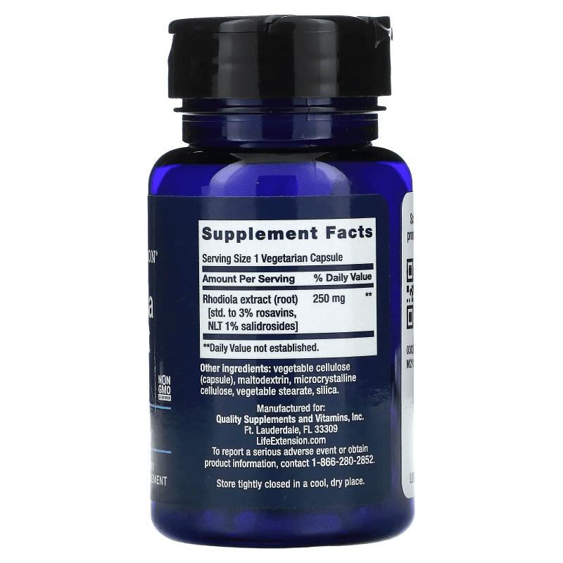 LIFE EXTENSION SUPLEMENTO Life Extension, Extracto de Rodiola 250 mg (60 cápsulas)