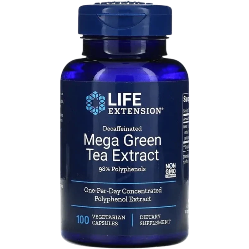 LIFE EXTENSION Herbal Life Extension, Extracto de Té Verde Mega Descafeinado (100 cápsulas)