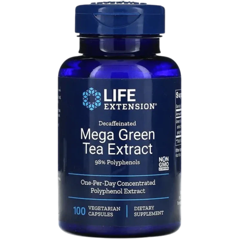 LIFE EXTENSION Herbal Life Extension, Extracto de Té Verde Mega Descafeinado (100 cápsulas)