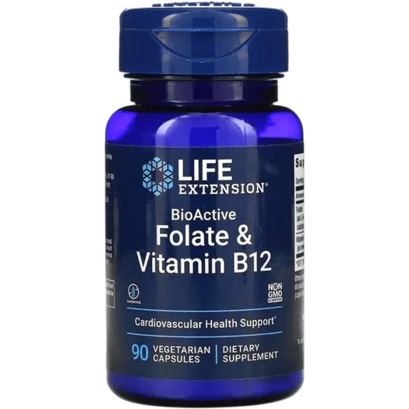 LIFE EXTENSION Vitamina Life Extension, Folato Bioactivo y Vitamina B-12 (90 cápsulas)