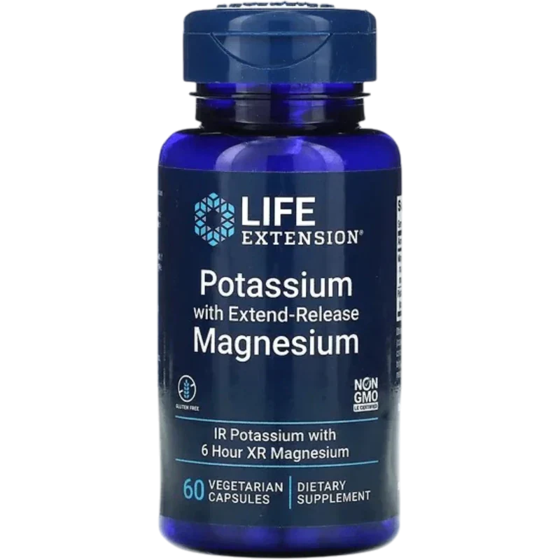 LIFE EXTENSION Mineral Life Extension, Potasio con Magnesio de Liberación Prolongada (60 cápsulas)