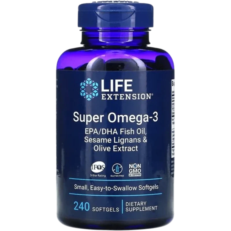 LIFE EXTENSION Omega Life Extension, Súper Omega-3 con Aceite de Pescado EPA/DHA, Lignanos de Sésamo y Extracto de Oliva (240 softgels)