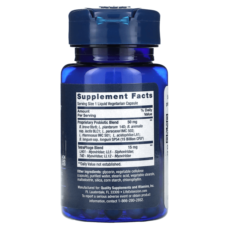 LIFE EXTENSION SUPLEMENTOS Life Extension, Florassist® GI con Tecnología de Fagos (30 cápsulas líquidas)