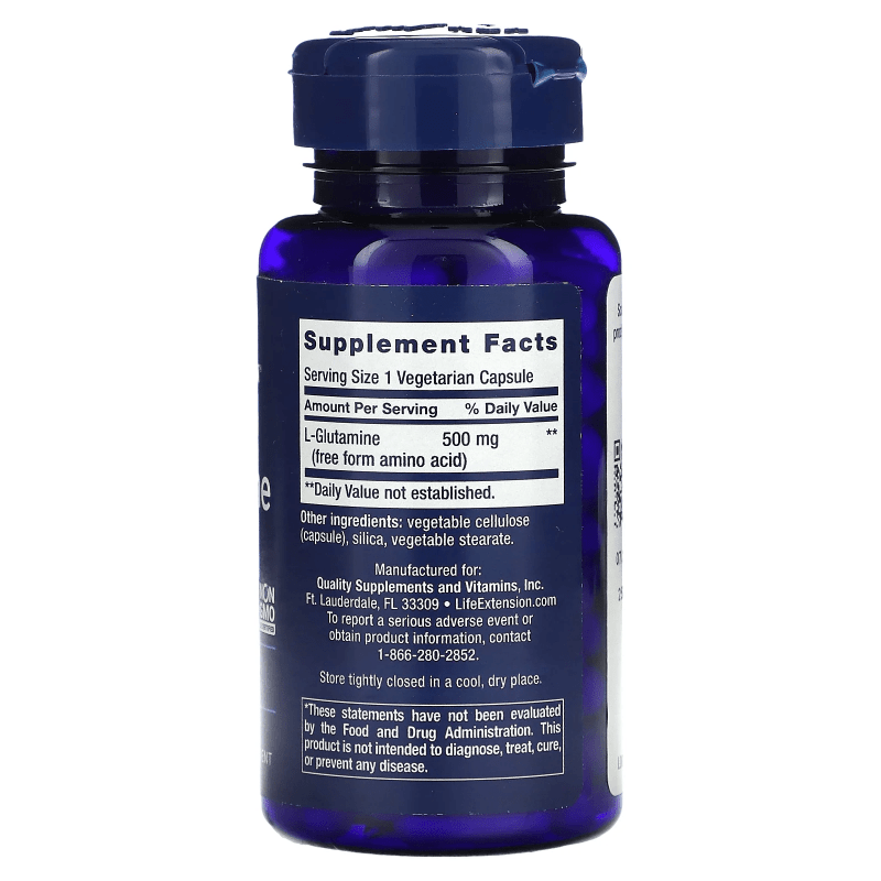 LIFE EXTENSION SUPLEMENTOS Life Extension, L-Glutamina 500 mg (100 cápsulas)