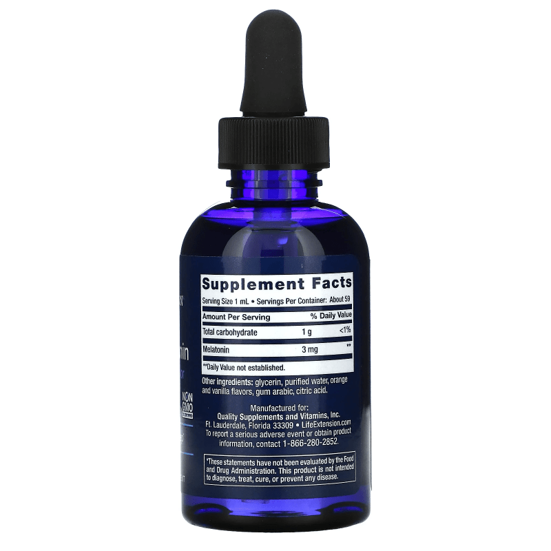 LIFE EXTENSION SUPLEMENTOS Life Extension, Melatonina de Acción Rápida Sabor Vainilla Cítricos (2 fl oz/59 ml)