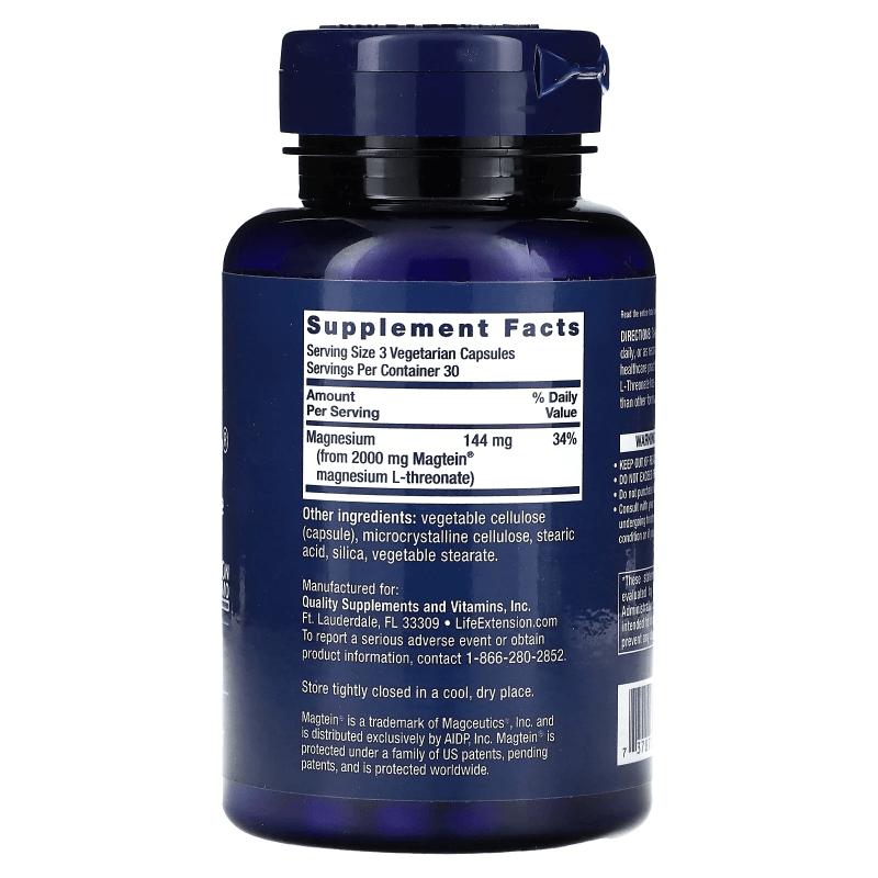 LIFE EXTENSION Suplementos y vitaminas Life Extension, Neuro-mag® Magnesio L-Treonato (90 cápsulas)