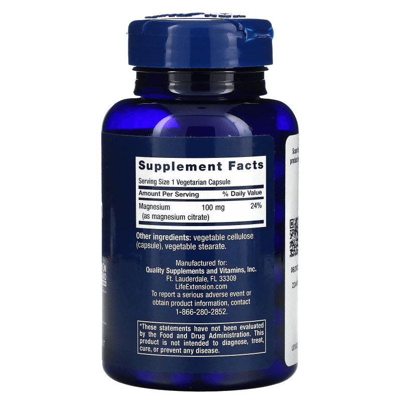 LIFE EXTENSION Vitaminas y complementos Life Extension, Citrato de Magnesio 100 mg (100 cápsulas)