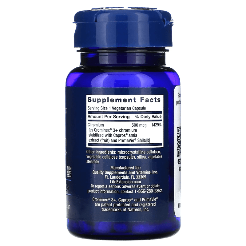 LIFE EXTENSION Vitaminas y complementos Life Extension, Cromo Optimizado con Crominex® 500 mcg (60 cápsulas)