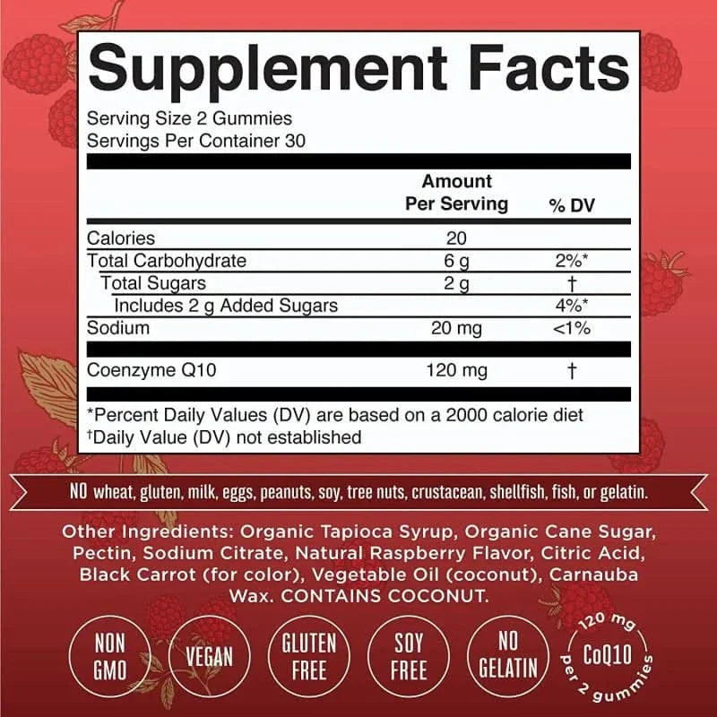 MARY RUTH'S SUPLEMENTO Mary Ruth's, CoQ10 120 mg Sabor Frambuesa (60 gomitas)
