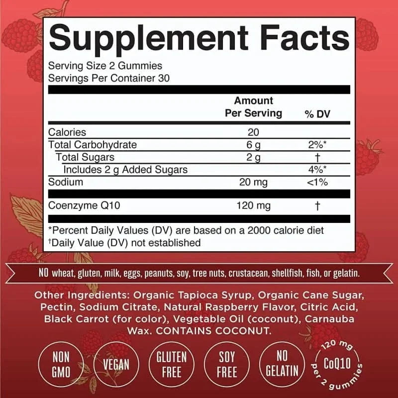 MARY RUTH'S SUPLEMENTO Mary Ruth's, CoQ10 120 mg Sabor Frambuesa (60 gomitas)