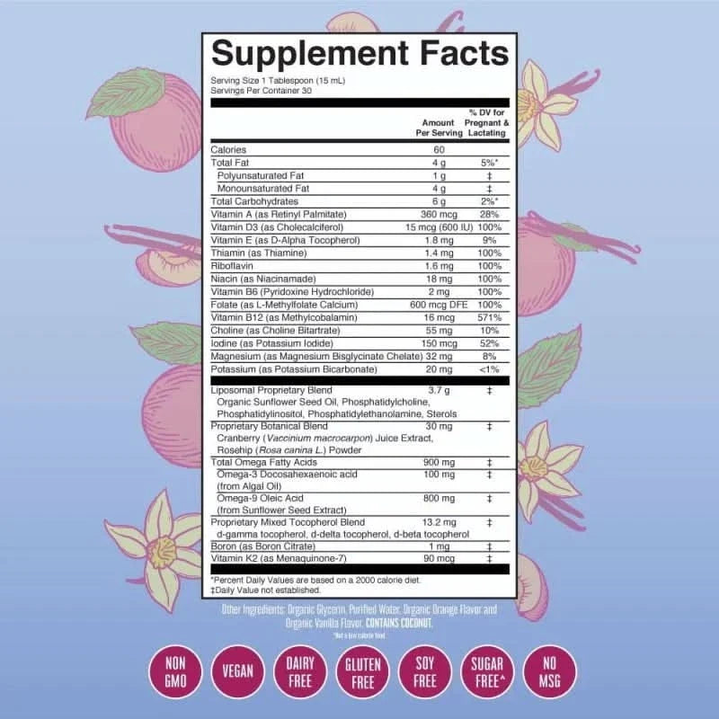 MARY RUTH'S SUPLEMENTO Mary Ruth's, Multivitamínico Liposomal Prenatal y Posnatal (15.22 fl oz/450.10 ml)
