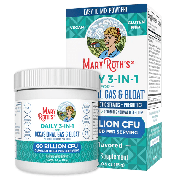 MARY RUTH'S Suplementos Mary Ruth's, Digestivo Natural para Gases e Hinchazón 3 en 1 (0.5 oz /15g)