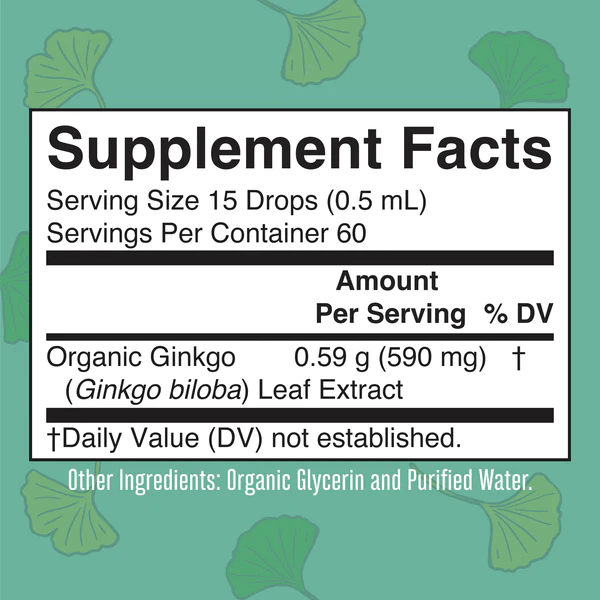 MARY RUTH'S Suplementos Mary Ruth's, Hojas de Ginkgo Orgánicas (1 fl oz/30 ml)