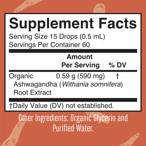 MARY RUTH'S Suplementos Mary Ruth's, Raíz de Ashwagandha Orgánica 590 mg (1 fl oz/30 ml)