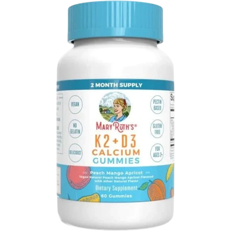 MARY RUTH'S Suplementos Mary Ruth's, Calcio K-2 y Vitamina D-3 (60 gomitas)