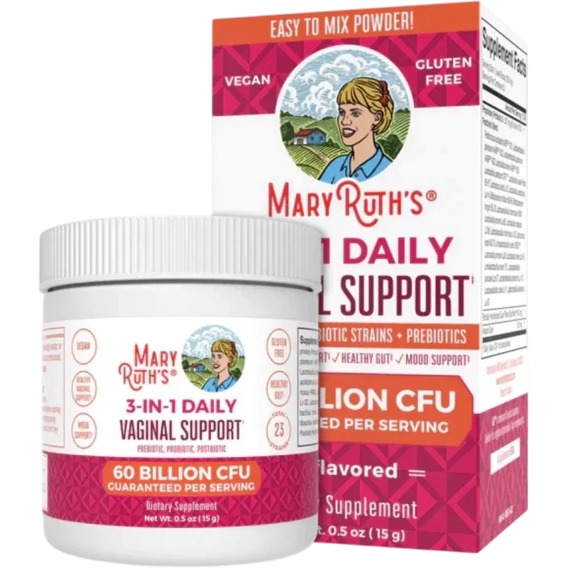 MARY RUTH'S Probiótico Mary Ruth's, Polvo para Soporte Vaginal 3 en 1 (0.5 oz/15 g)