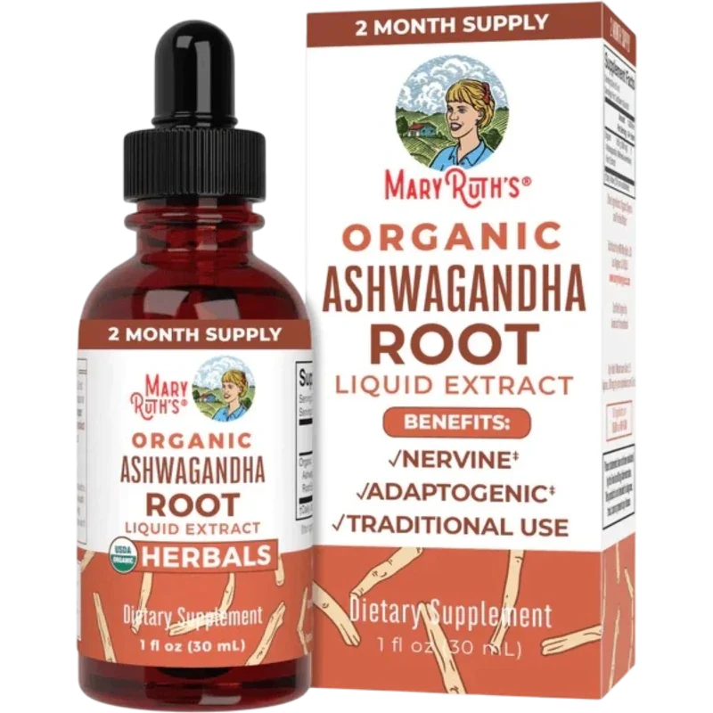 MARY RUTH'S Herbal Mary Ruth's, Raíz de Ashwagandha Orgánica 590 mg (1 fl oz/30 ml)