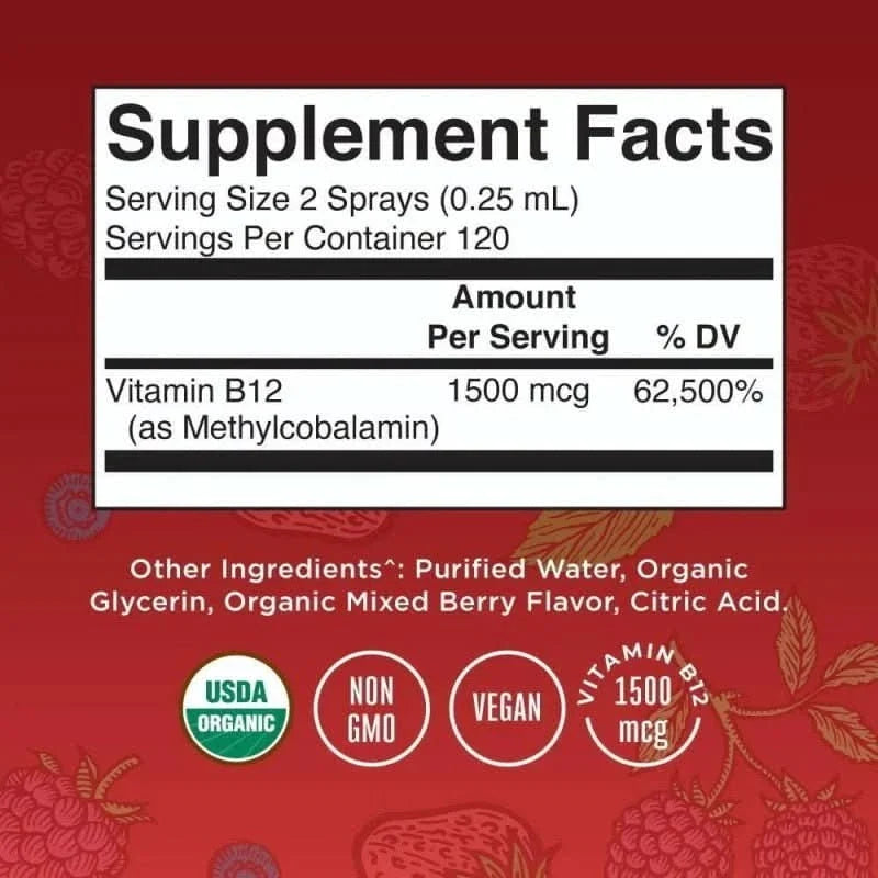 MARY RUTH'S SUPLEMENTO Mary Ruth's, Vitamina B-12 Metilo Spray Orgánico (1 fl oz/30 ml)