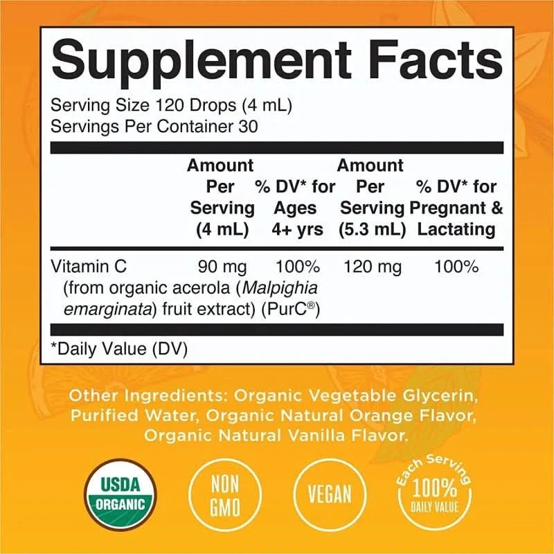 MARY RUTH'S Vitaminas y complementos Mary Ruth's, Vitamina C Orgánica (4 fl oz/120 ml)