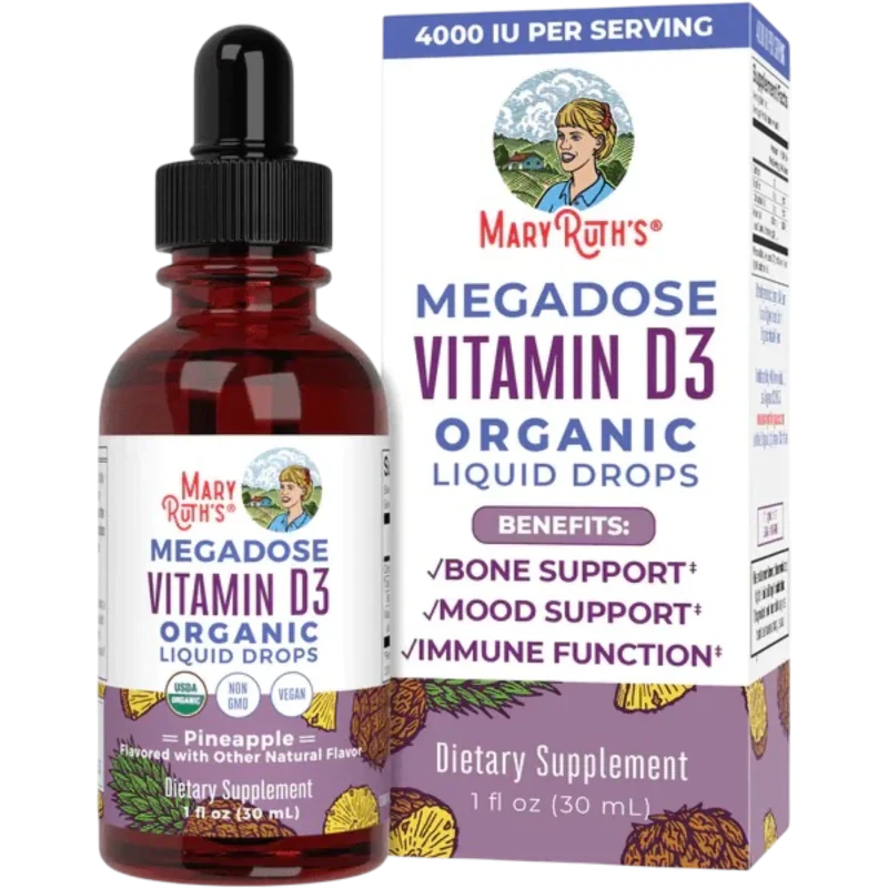 MARY RUTH'S Suplementos Mary Ruth's, Vitamina D-3 4,000 UI Orgánica Sabor Piña (1 fl oz/30 ml)