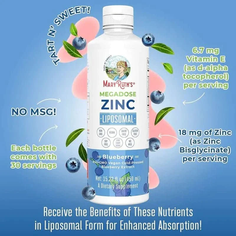 MARY RUTH'S SUPLEMENTO Mary Ruth's, Zinc Liposomal Sabor Mora Azul (450 ml)
