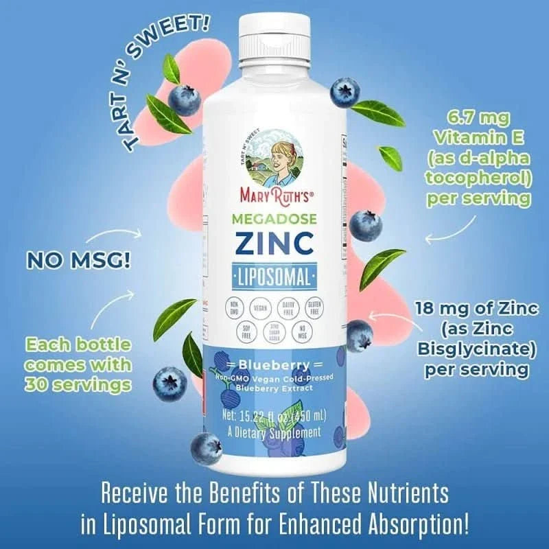 MARY RUTH'S SUPLEMENTO Mary Ruth's, Zinc Liposomal Sabor Mora Azul (450 ml)