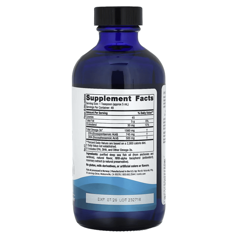 NORDIC NATURALS Suplementos Nordic Naturals, Omega-3 740 EPA/500 DHA Sabor Limón (8 fl oz/237 ml)