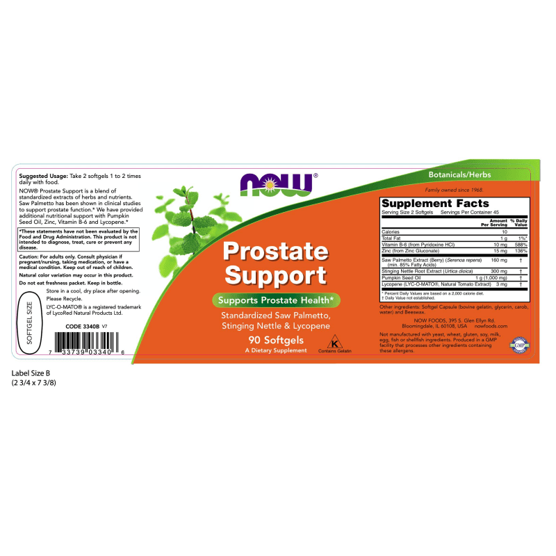 NOW SUPLEMENTOS Now Foods, Apoyo a la Próstata (90 softgels)
