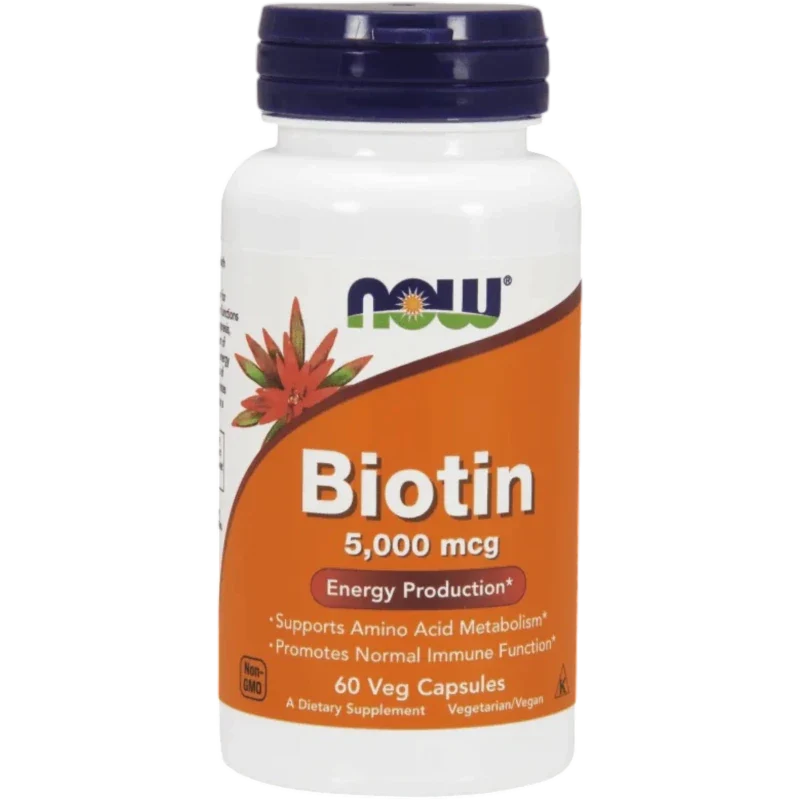 NOW Suplementos Now Foods, Biotina 5,000 mcg (60 cápsulas)