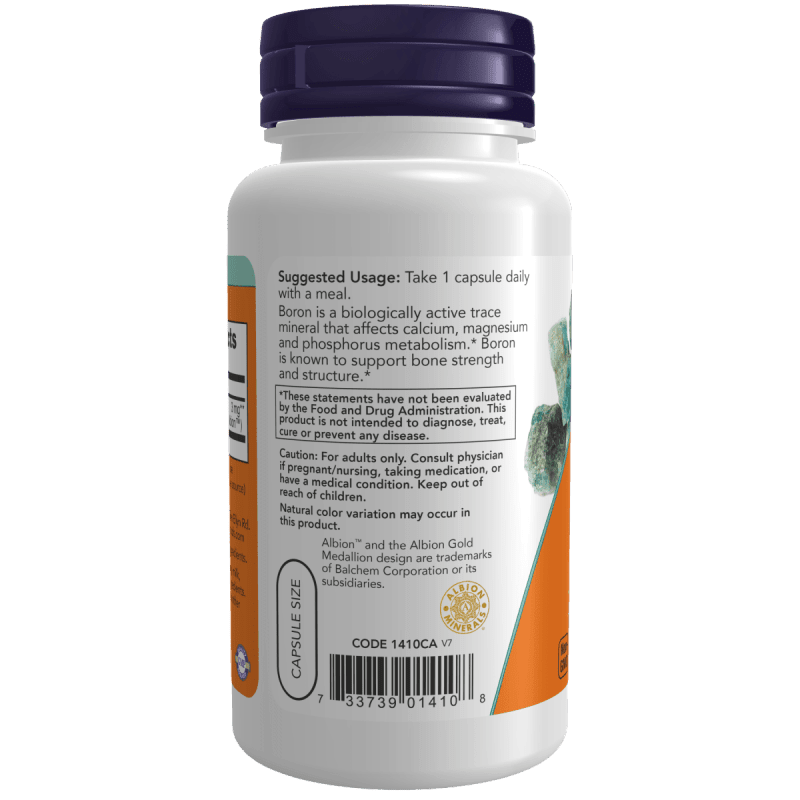 NOW SUPLEMENTOS Now Foods, Boro 3 mg (100 cápsulas)