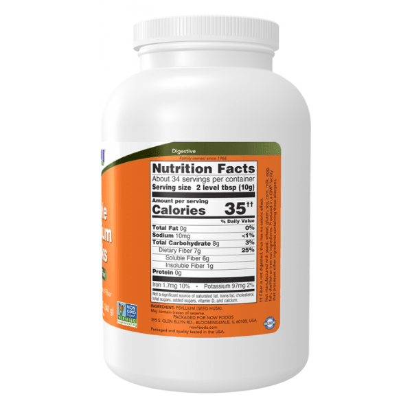 NOW Suplementos Now Foods, Cascaras de Psyllium Enteras (12 oz 340gr)