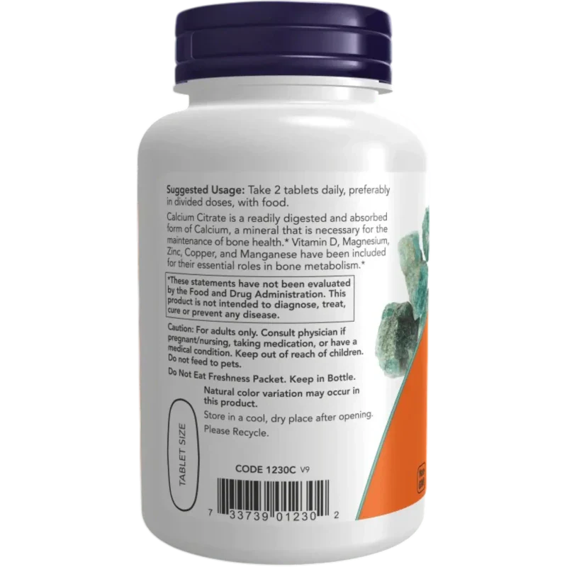 NOW Suplementos Now Foods, Citrato de Calcio 600 mg (100 tabletas)
