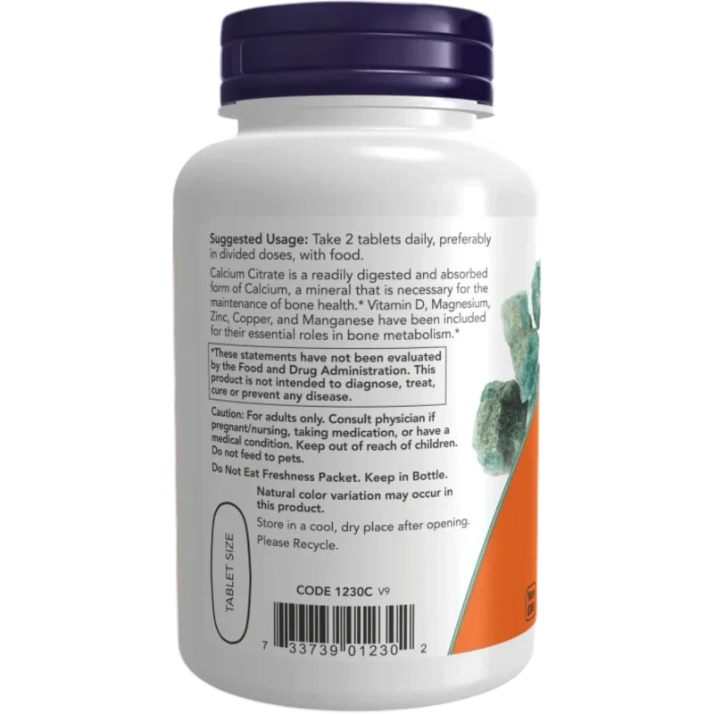 NOW Suplementos Now Foods, Citrato de Calcio 600 mg (100 tabletas)