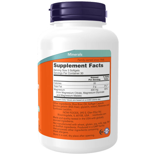 NOW SUPLEMENTOS Now Foods, Citrato de Magnesio 400 mg (90 softgels)
