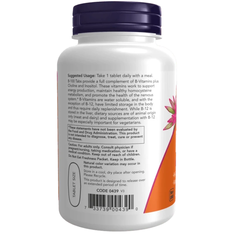 NOW Suplementos Now Foods, Complejo B-100 de Liberación Sostenida (100 tabletas)