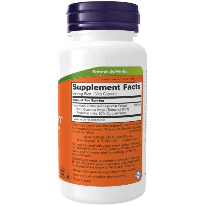 NOW Suplementos Now Foods, Curcubrain™ Cerebro 400 mg (50 cápsulas)