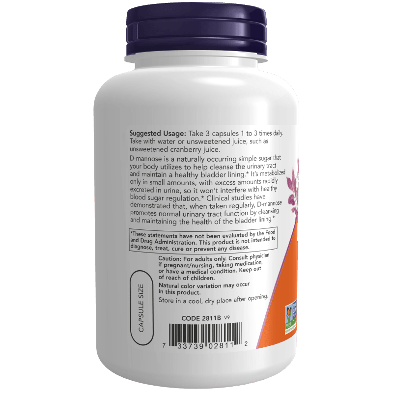 NOW SUPLEMENTOS Now Foods, D-Manosa 500 mg (120 cápsulas)
