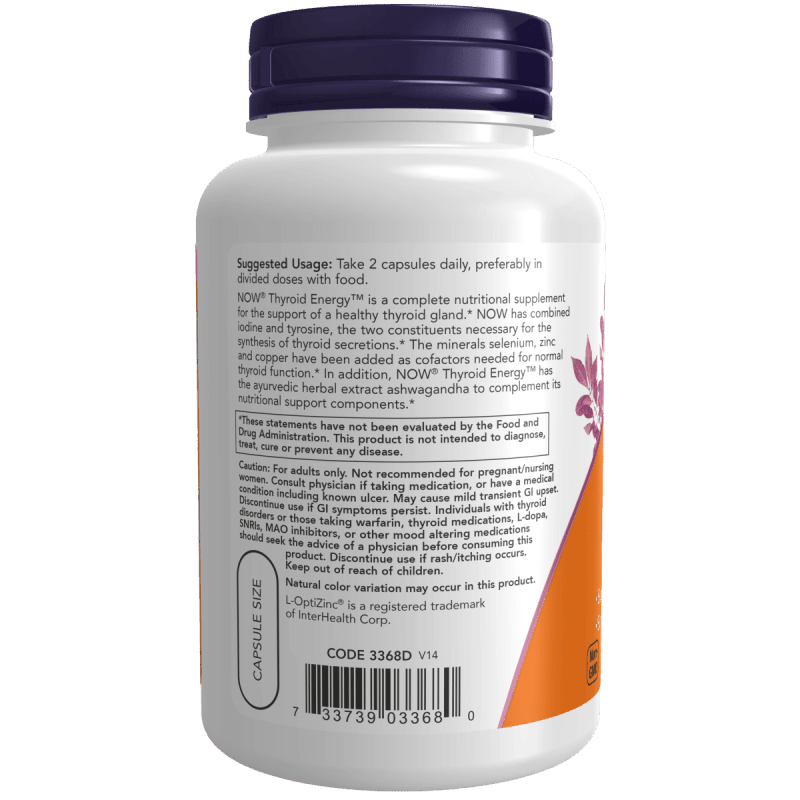 NOW SUPLEMENTOS Now Foods, Energía y Apoyo de Tiroides (90 cápsulas)