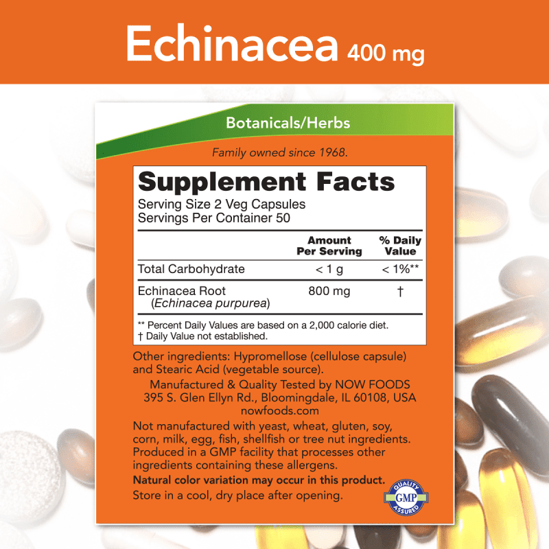 NOW SUPLEMENTOS Now Foods, Equinácea 400 mg (100 cápsulas)