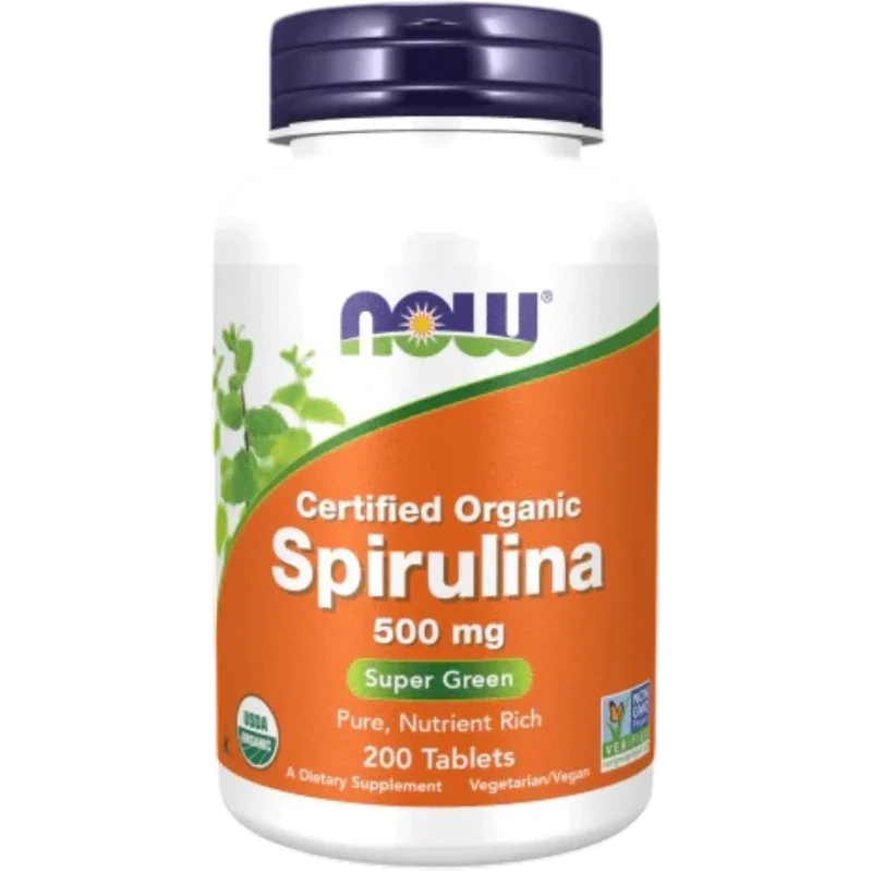 NOW Superalimento Now Foods, Espirulina Orgánica Certificada 500 mg (200 tabletas)