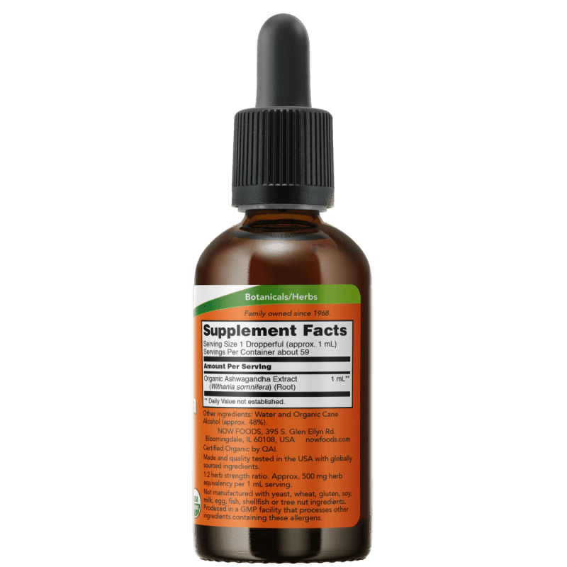 NOW SUPLEMENTOS Now Foods, Extracto de Ashwagandha Orgánica (2 fl oz/59 ml)