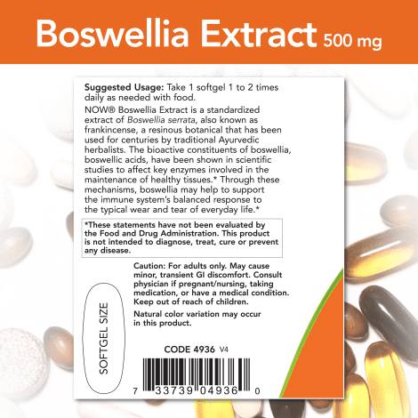 NOW SUPLEMENTOS Now Foods, Extracto de Boswellia 500 mg (90 softgels)