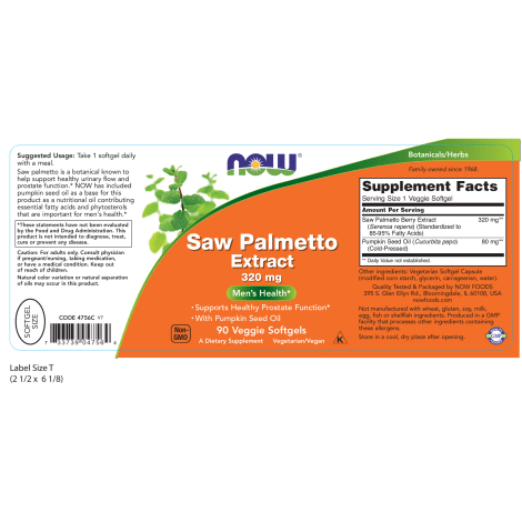 NOW SUPLEMENTOS Now Foods, Extracto de Saw Palmetto 320 mg (90 softgels)
