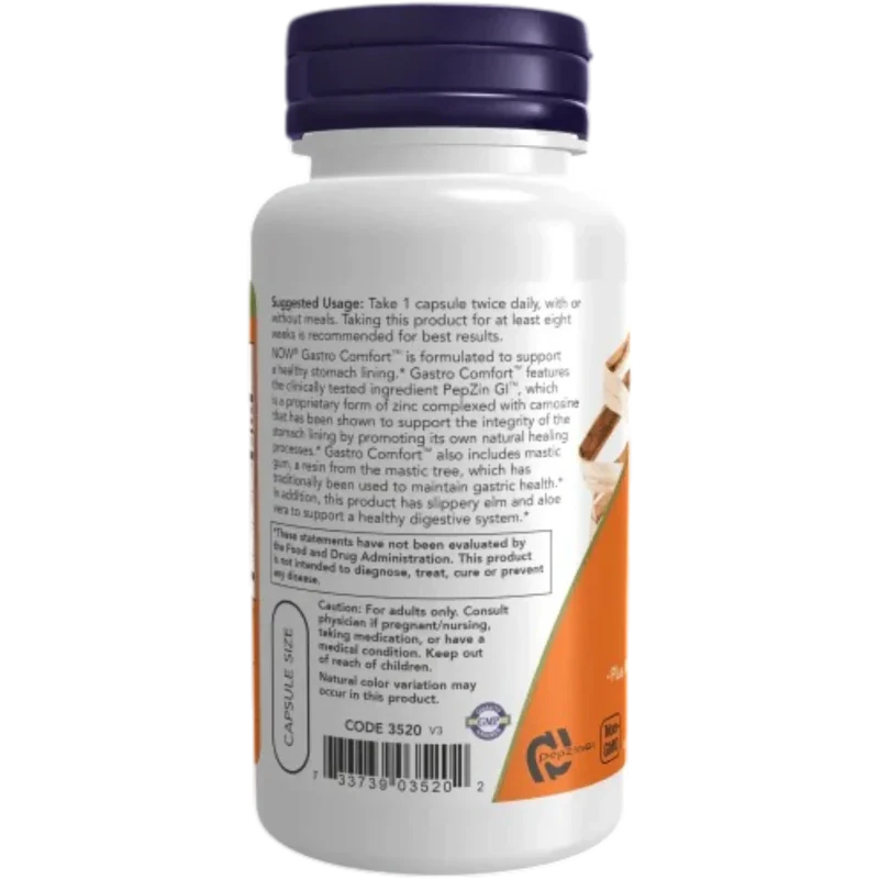 NOW Aminoácido Now Foods, Gastro Comfort™ con Pepsina Go™ 37.5 mg (60 cápsulas)